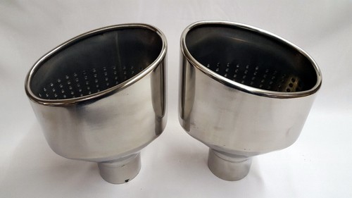 6" x 4" Oval Dual Exhaust Tailpipes Tips Chrome Audi RS4 RS3 GOLF R Leon Cupra - Picture 5 of 5