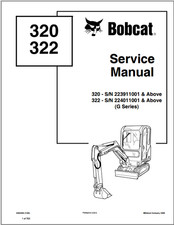 Bobcat 320 322 Miniescavatore 2006 Manuale di servizio n. parte 6902668 (7-06) USB