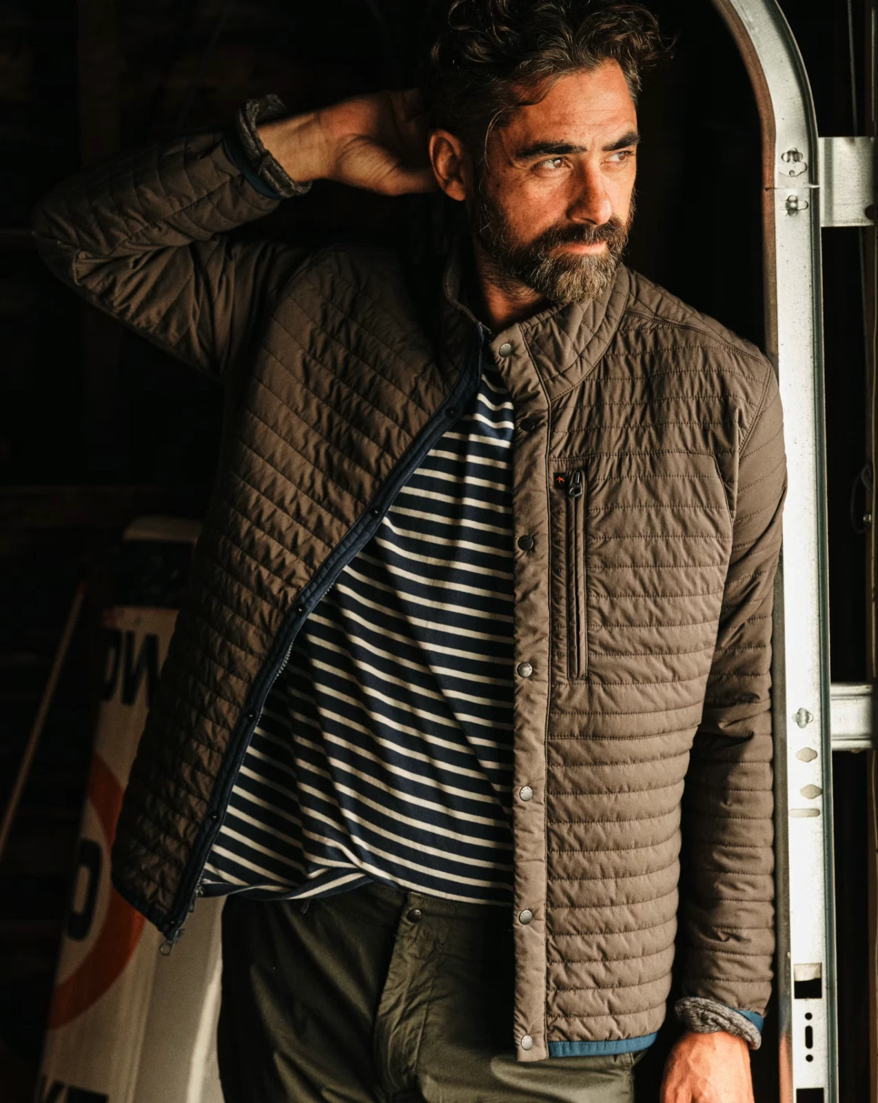 $270 Relwen Windzip Insulated Quilted Puffer Jacket,Charcoal Loden - New, Medium