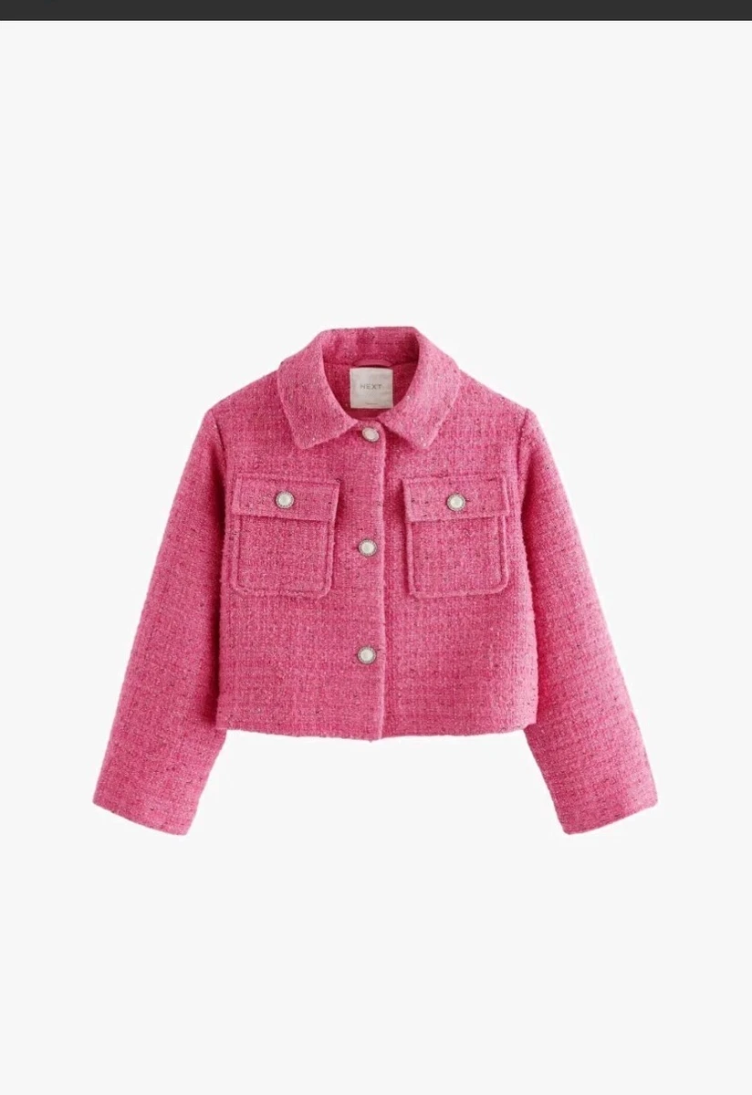 Next Girls Crop Sparkle Regular Fit Jacket in Pink brand new without tag 7yrs