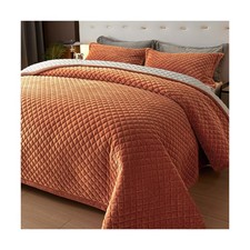 Queen Size Velvet Quilt Set, Ultra Soft 3 Pieces Bedding with 2 Pillow Shams,...