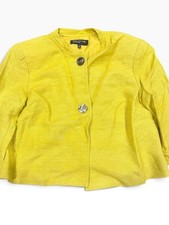 Jones New York Silk Collarless Blazer Coat Jacket Green Size 12 Business