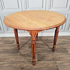 Vintage Round Dining Table - Solid Wood Turned Fluted Legs Traditional Farmhouse