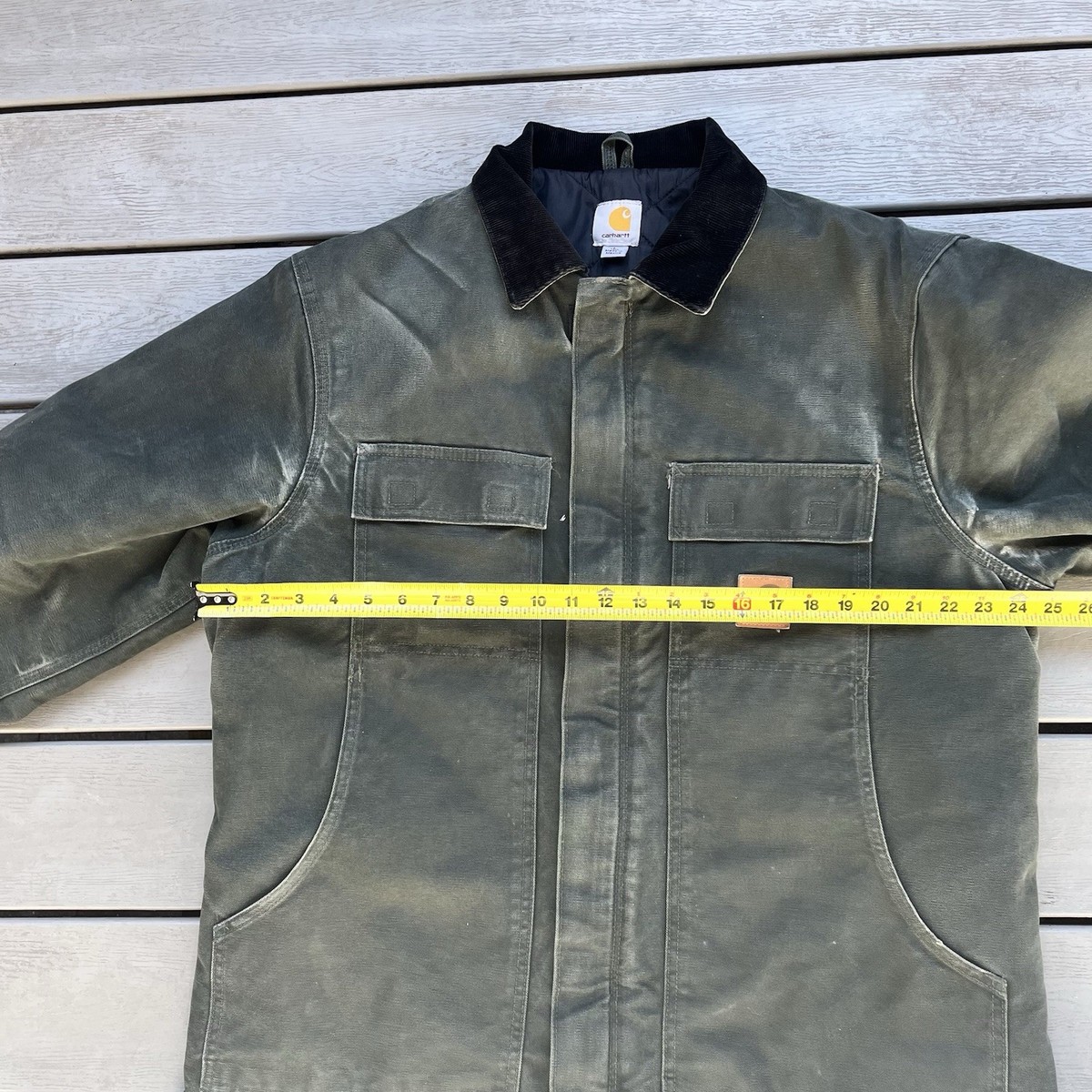 Vintage Carhartt olive Green C26 MOS Chore Jacket Large And Tall