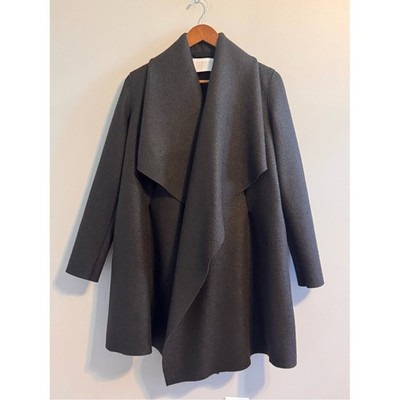 Harris Wharf London Blanket Coat 36 IT Gray Virgin Wool Draped Wrap US size XS