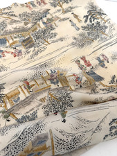 Vintage Japanese Silk Kimono Fabric: Home Scene U63 