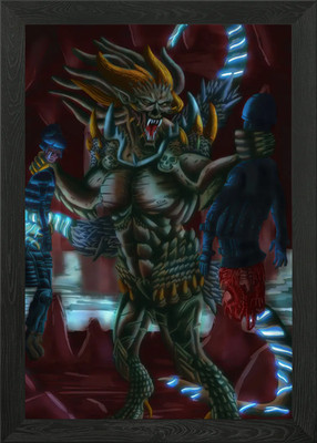 Höhlenmonster gerahmtes Wandbild Poster Leinwanddruck Bild