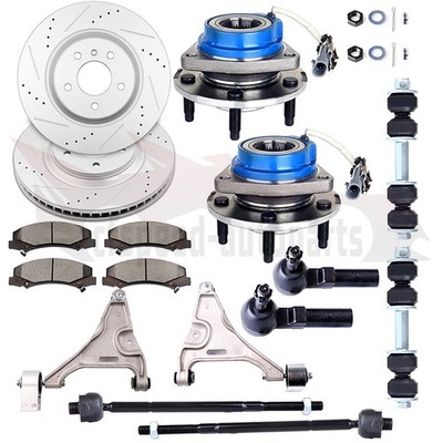 12PCS Front Wheel Hub Bearing with Brake Rotor Pad For 2006-2011 Lucerne DTS