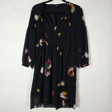 Madewell Floral Art Boho V Neck Womens Size 4 Long Sleeve Dress