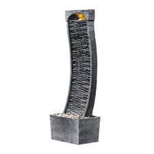 Large Garden Water Fountain with LED Lights & Pump, Slate Effect, Outdoor Decor