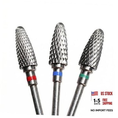 3 Pieces 5 in 1 Nail Drill Bits 3/32 Inch Professional Tungsten Nail File Bits