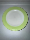 Vintage Pyrex Lime Green Salad Dessert Plates 8” Set Of 4 Milk Glass Band White