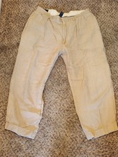 Polo Ralph Lauren Men's Beige Pleated Linen Pants Straight Leg Reg