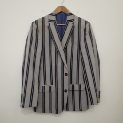 SAMUEL WINDSOR GESTREIFTE BOOTFAHREN RUDER JACKE BLAZER 38 MARINE BLAU GRAU REGATTA