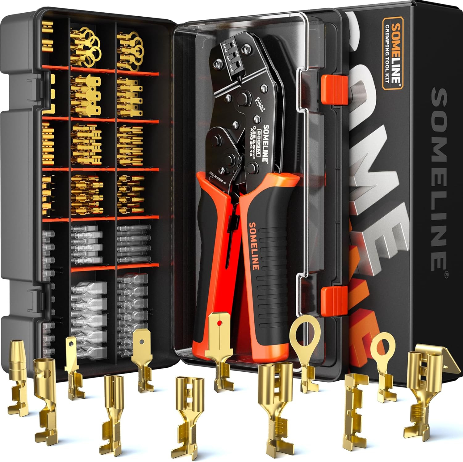 SOMELINE Open Terminal Connector Crimping Tool Kit, with 12 Sizes Wire Terminals