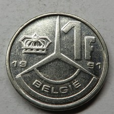 Belgium Franc 1991 Nickel Plated Iron KM#171 aUNC