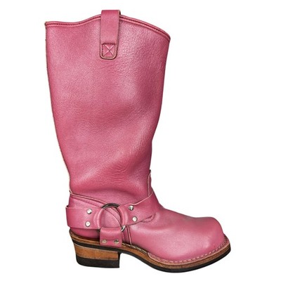 Rare Wesco Women s Custom Pink Leather 15  Harness Moto Boot Size US 8.5