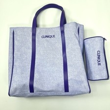 NWOT Vintage CLINIQUE  Tote Bag PurpleVinyl WaterproofTravelClassic + BeautyBag 