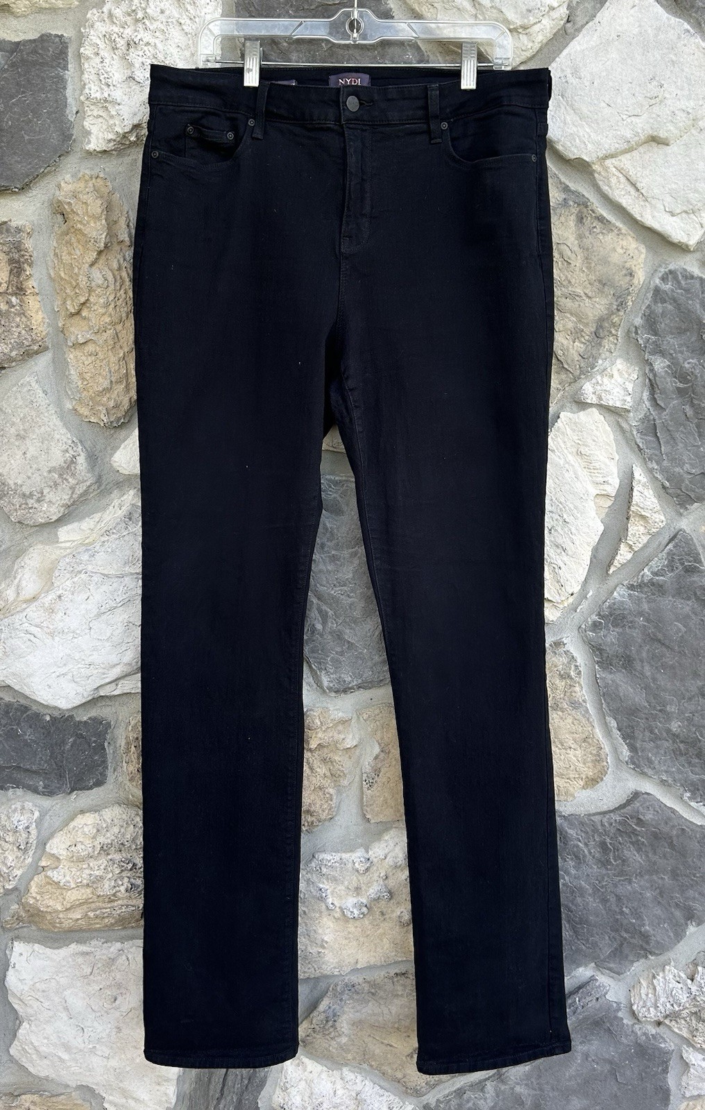 12 Long Black Denim High Rise Minimalist 35" Inseam