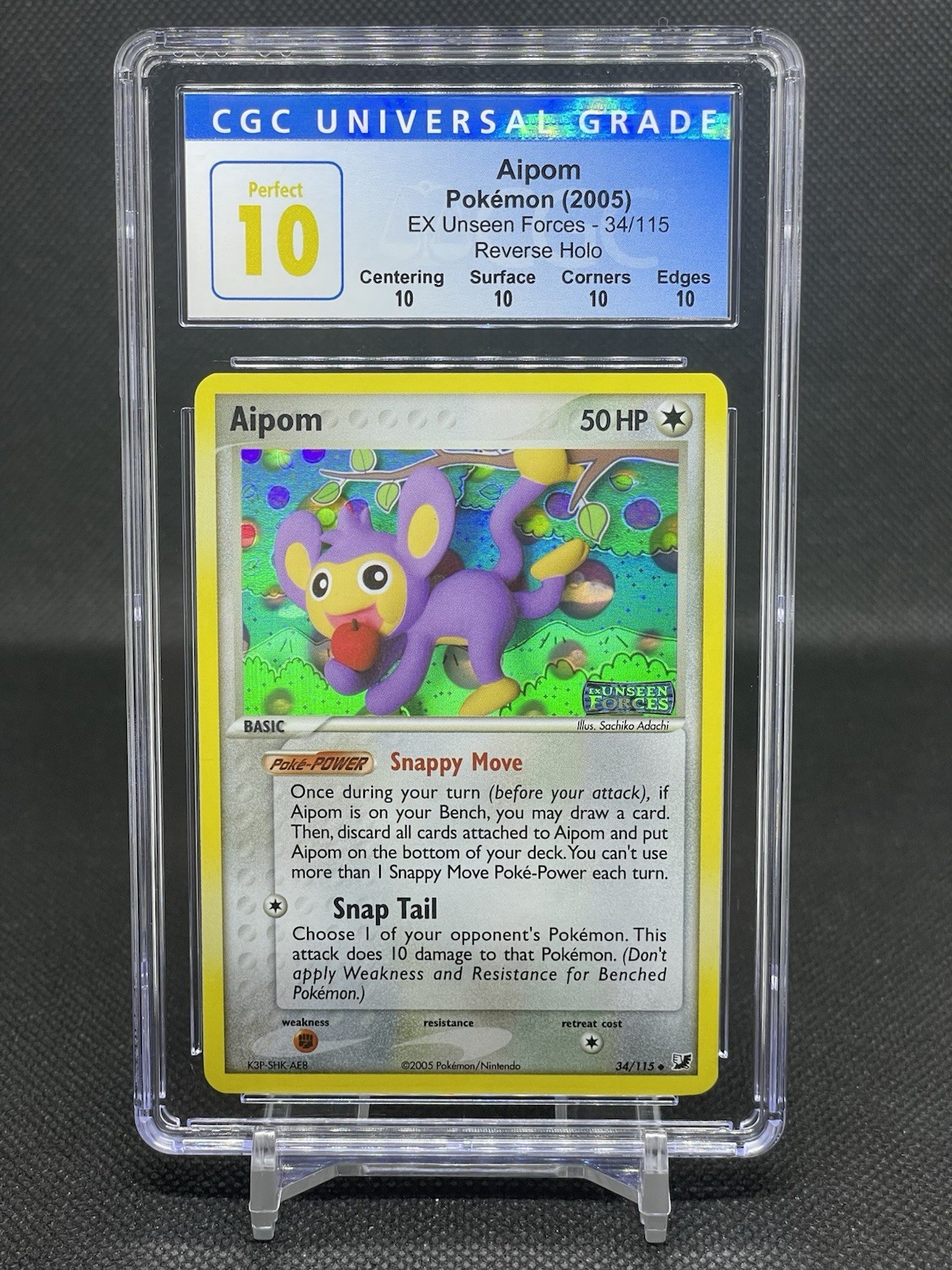 Pokemon EX Unseen Forces Aipom Reverse Holo 34/115 CGC Perfect 10 TCG Card POP 1