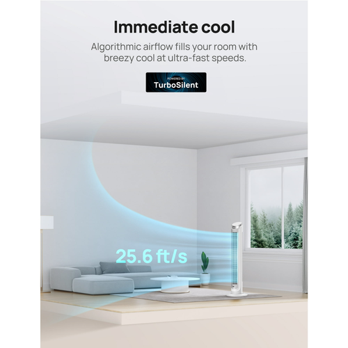 DREO Tower Fan for Home 40 in 90° Oscillating Bladeless Fan with Remote 5 Speeds