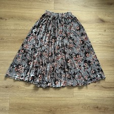 Silver Velvet Floral A Line Midi Skirt Grunge Romantic Size S Grunge Goth