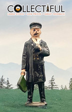 VINTAGE LEAD FIGURE - TRAIN STATION PORTER WITH FLAG - BRITAINS SIZE  381