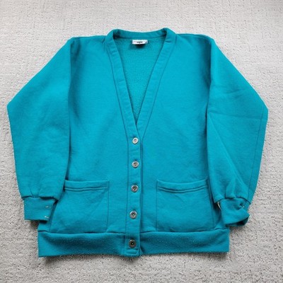 Lee Sweatshirt Unisex M Blue Cardigan Button Front Heavyweight Fleece Pockets