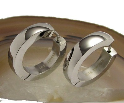 Edelstahl Ohrringe Groß Silber Hochglänzend Edelstahl Creolen XL 22mm Ohrclicker