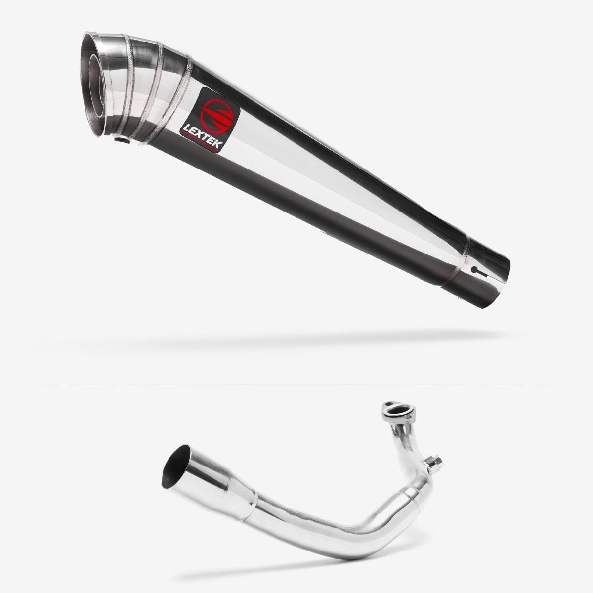 Lextek Stainless Steel MP4 Polished 300mm Exhaust System Silencer Rear Scooter