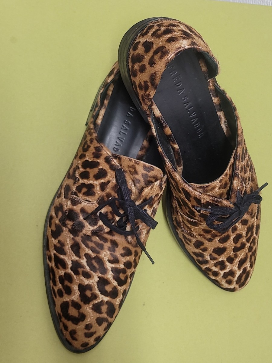 FRĒDA SALVADOR WIT D'ORSAY OXFORD IN CALF HAIR ANIMAL PRINT Sz 8.5 POC View 5