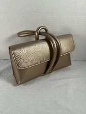 Chantecaille Wrislet, Loop Lock, Purse, Metallic Rose Gold Tone