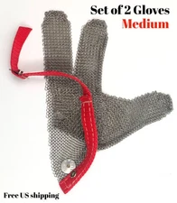 US Mesh Safety Glove Stainless Steel Mesh Size Medium 3-Finger