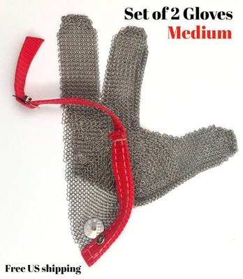 US Mesh Safety Glove Stainless Steel Mesh Size Medium 3-Finger
