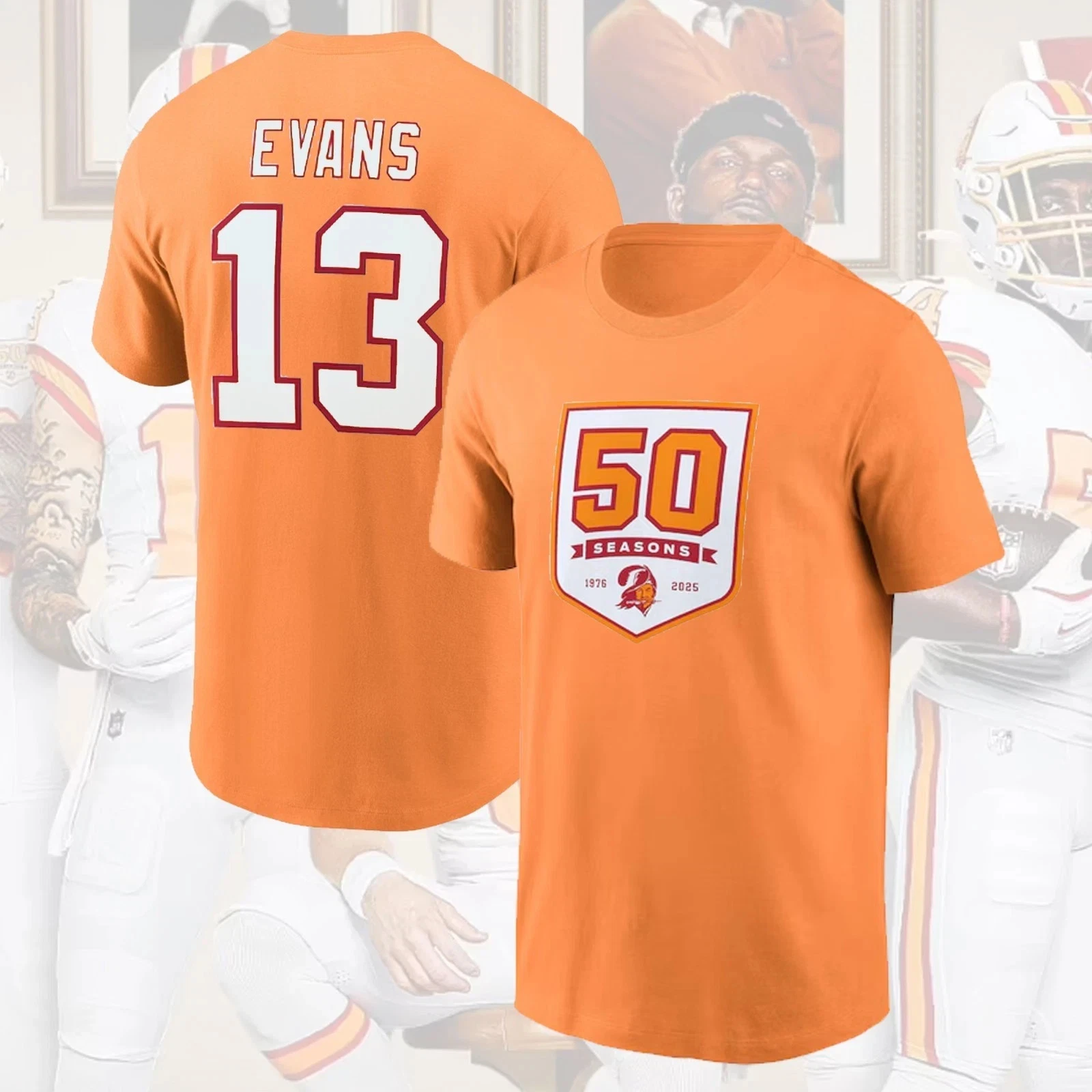Orange's Tampa Bay Buccaneers 50th Season Name & Number Gift For Fans