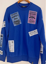 Avenue George V Paris Sweatshirt Blue Patchwork Rhinestone Men  s Long Sleeve M