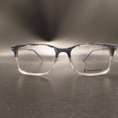 FREE COUNTRY FCB007 Navy Blue Clear Rectangular Eyeglass Frames 51-17-140 Men's
