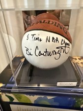 Bill Cartwright Signed Mini Basketball with Inscription and Display Case