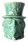 McCoy Uncle Sam Vintage 7.5" Green Ceramic Planter Pottery Head Vase 4th of July