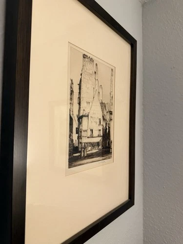 Louis Conrad Rosenberg Restaurant de la Pomme d'Or Signed Matted Framed 13x17
