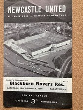 Newcastle United Reserves v Blackburn Rovers Reserves (Central League)  19/11/66