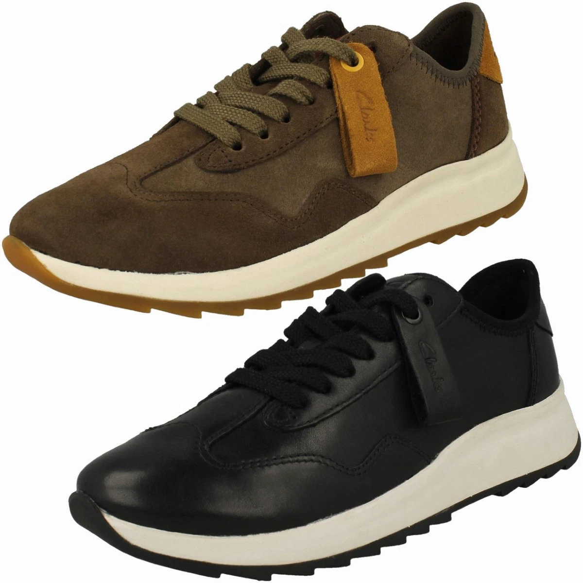 Clarks ladies leather best sale trainers