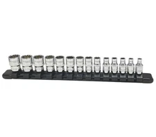 Platinum 14pc 1/4" Dr Metric Universal Spline Socket Set w/ Rail 4-15mm #99814