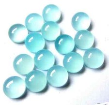  WHOLESALE NATURAL AQUA CHALCEDONY CABOCHON ROUND SHAPE LOOSE GEMSTONE
