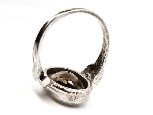 Clark and Coombs Rauchquarz Antik Art Deco Sterling Silber Ring Gr. 7,5 - Bild 6 von 8