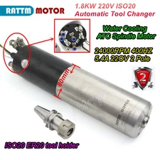 1.8KW ISO20 ATC Spindle Motor, Auto Tool Change, 80mm 220V CNC Water Cooling