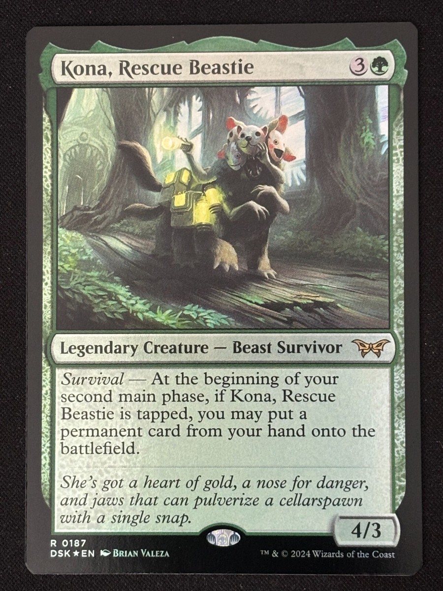 kona mtg card 1x MTG Kona, Rescue Beastie (0187, Foil) - Duskmourn: House of Horror (DSK)