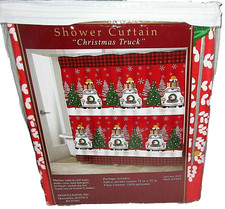 CHRISTMAS Fabric Shower Curtain  72" X 72"  CHRISTMAS TRUCK