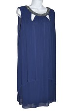 S.L. Fashion Women's Plus Size Embellished Flyaway Sleeveless Dress Navy 20W,22W