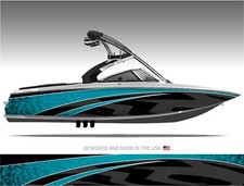 Stealth Aqua Abstract Boat Wrap Kit 3m Premium Cast Vinyl - 15 Size Options
